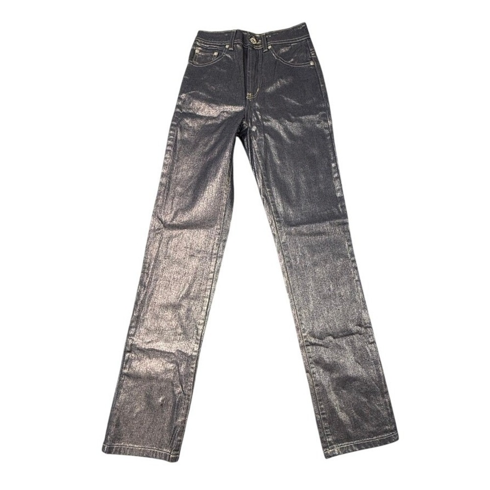 Parasuco Metallic Coated Straight Leg Jeans Indigo Blue N205EKM Womens Size 24